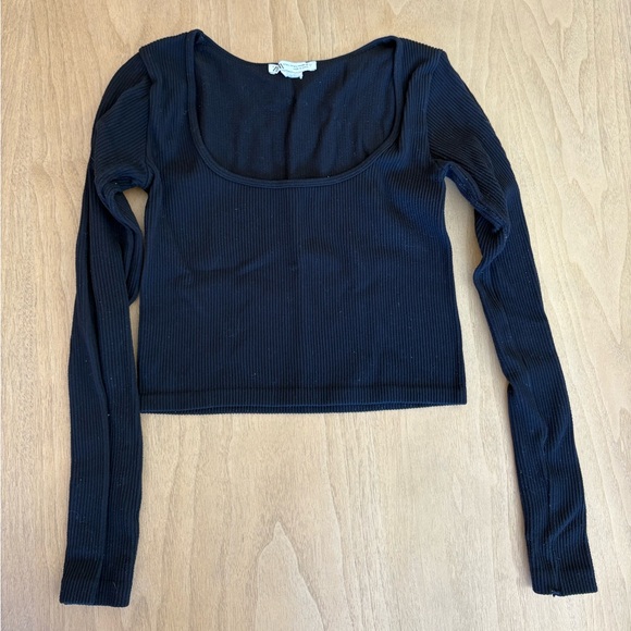 Zara Navy Ribbed Long Sleeve Bodysuit - Picture 1 of 3